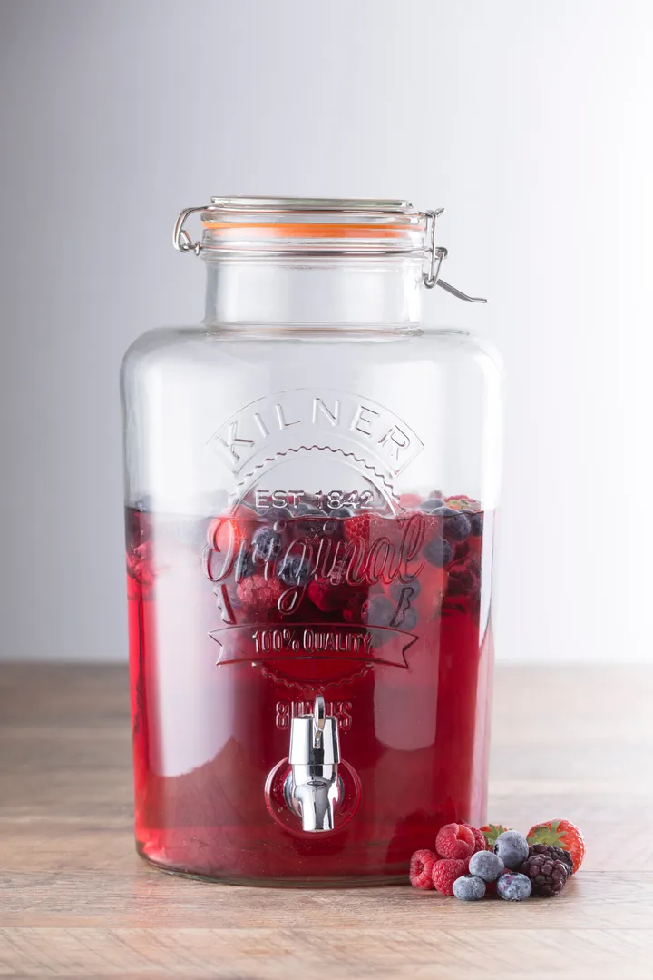Kilner drikkedispenser med tappehane - Klar-rustfrit stål, 8 l - Kilner
