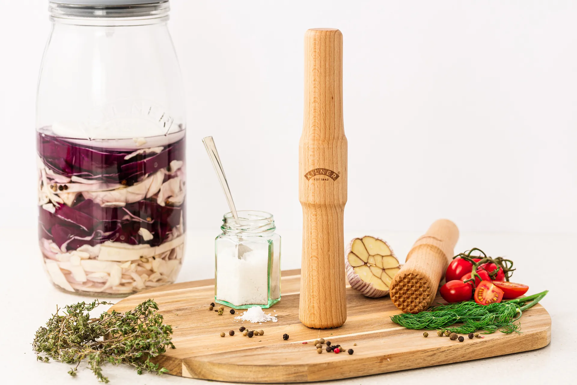 Kilner fermenteringsstampe, Lyst træ Kilner