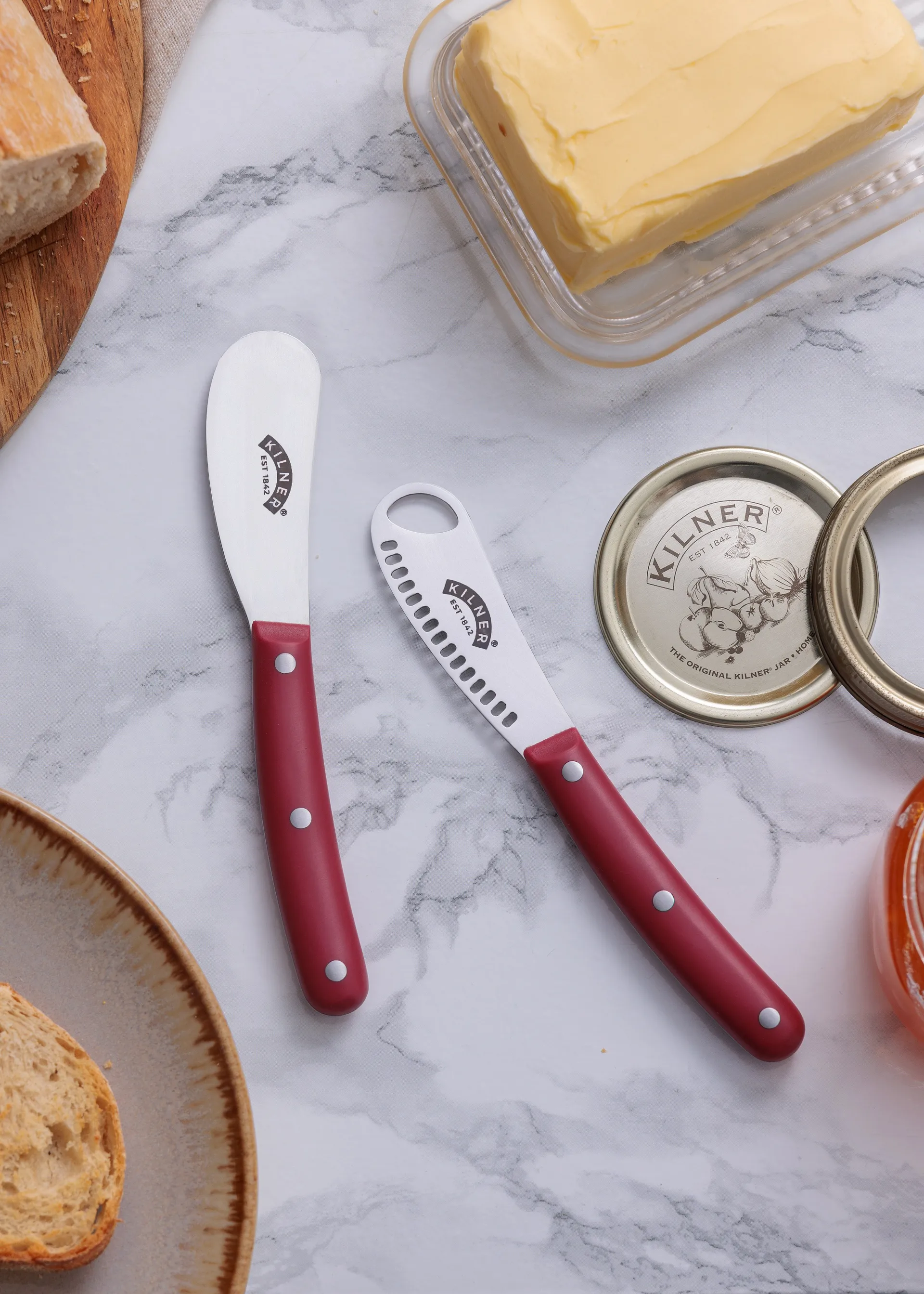 Kilner smørkniv sæt, Rød-rustfrit stål Kilner