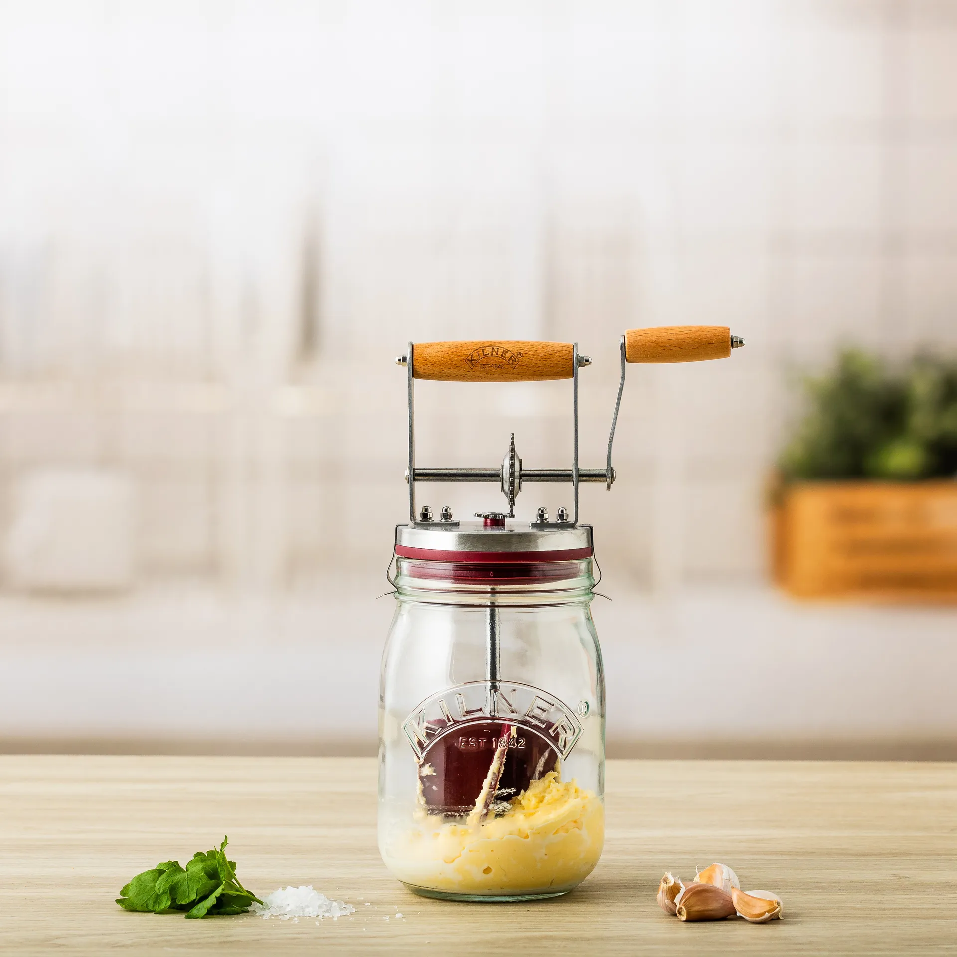 Kilner smørkærner, Klar-rød, 1 l Kilner