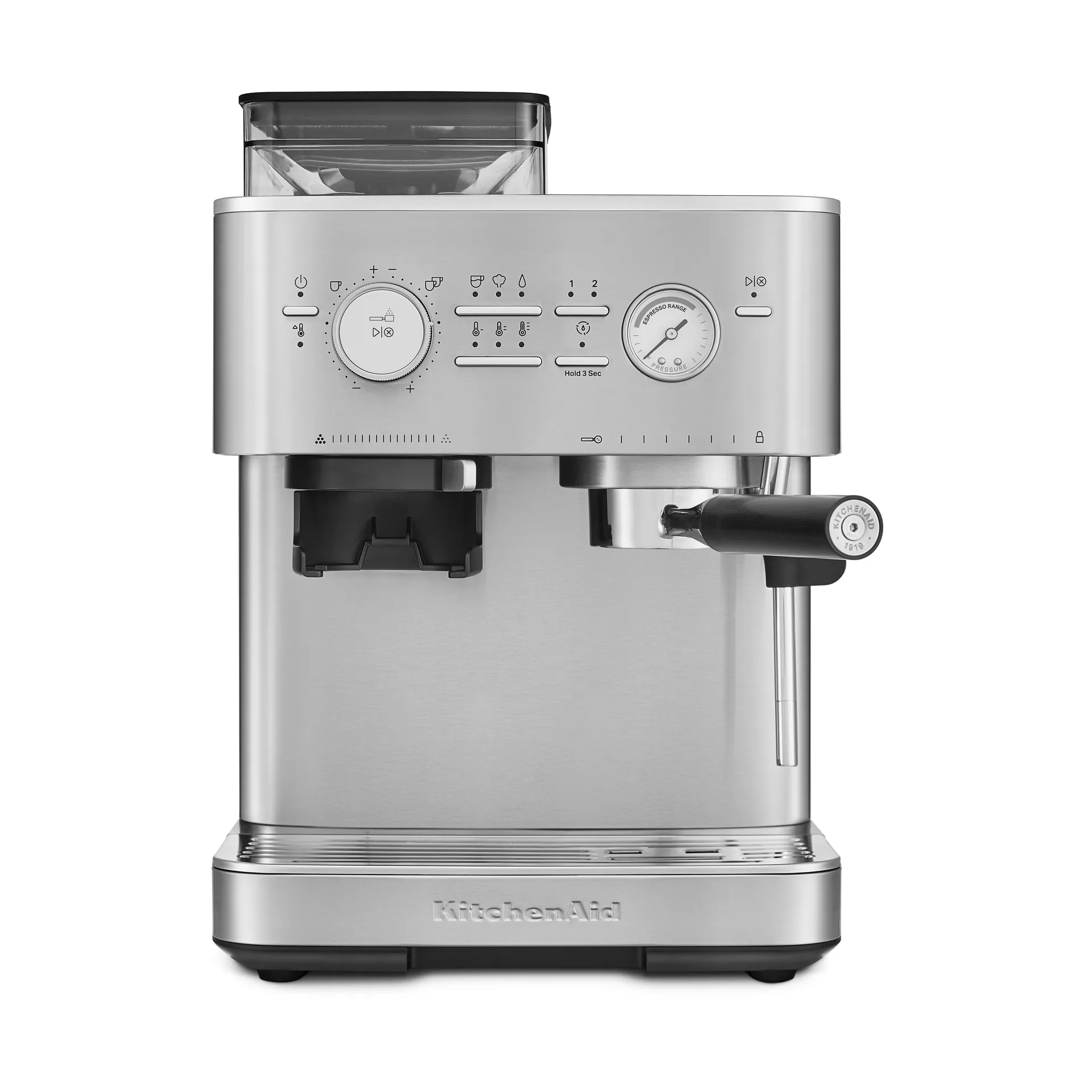 KitchenAid halvautomatisk espressomaskine med kværn, Stainless steel KitchenAid