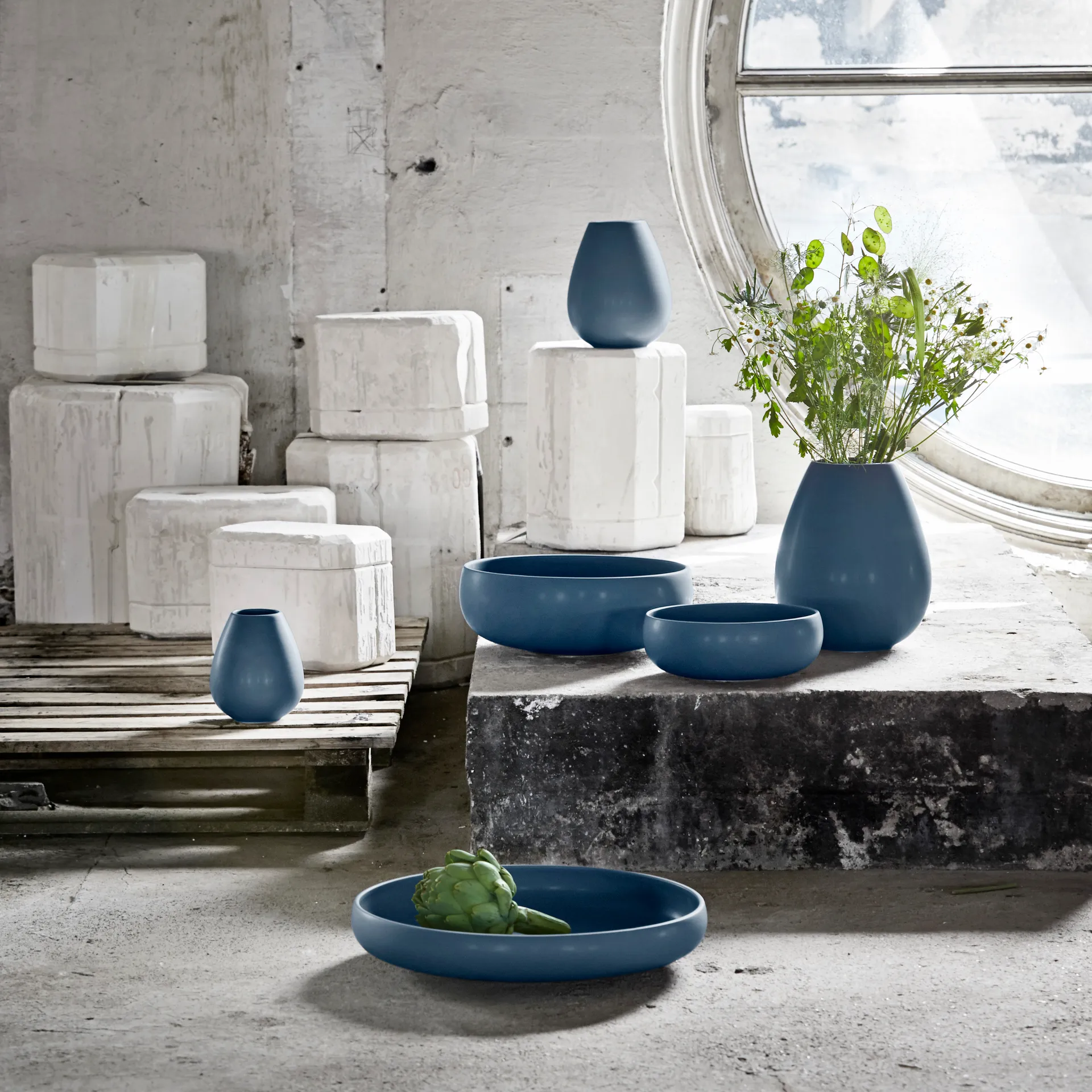 Earth vase 24 cm, Blå Knabstrup Keramik