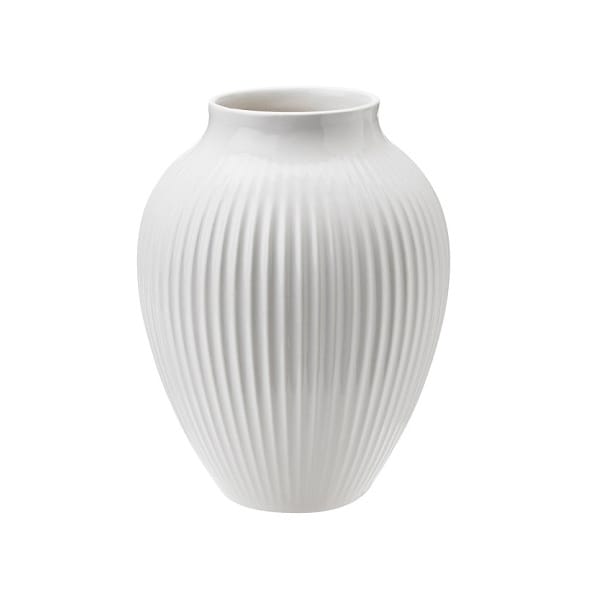 Knabstrup vase riflet 12,5 cm, Hvid Knabstrup Keramik