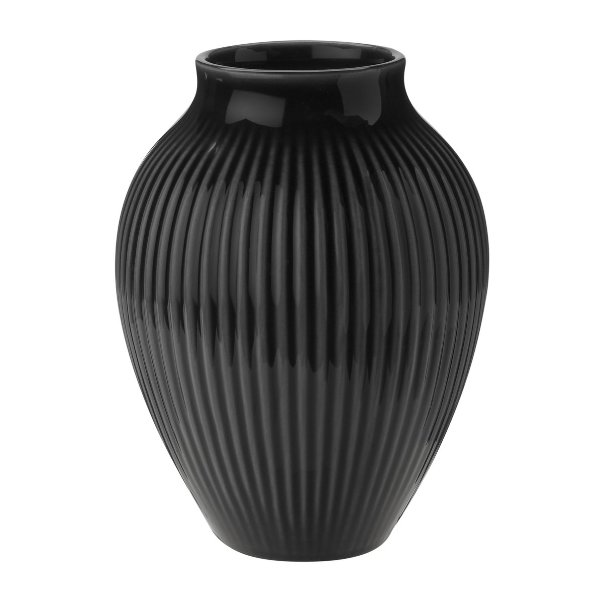 Knabstrup Keramik Knabstrup vase riflet 12,5 cm Sort