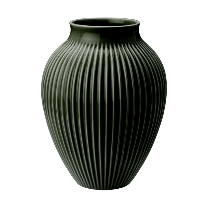 Knabstrup vase riflet 20 cm, Dark green Knabstrup Keramik