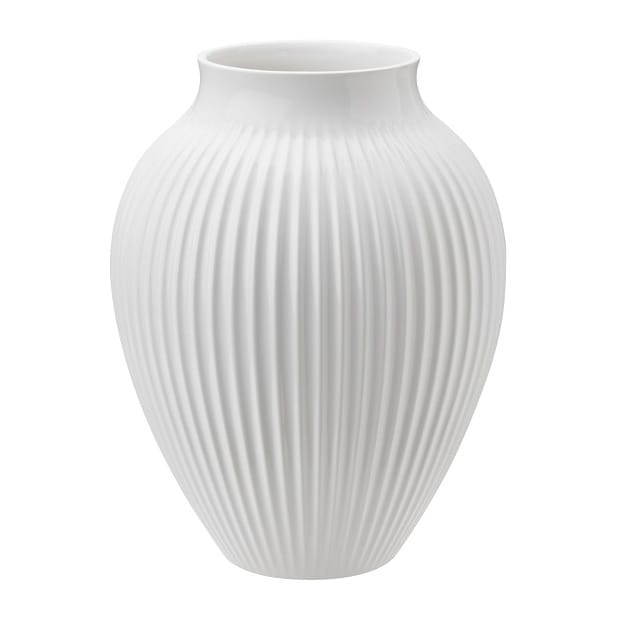 Knabstrup vase riflet 20 cm, Hvid Knabstrup Keramik