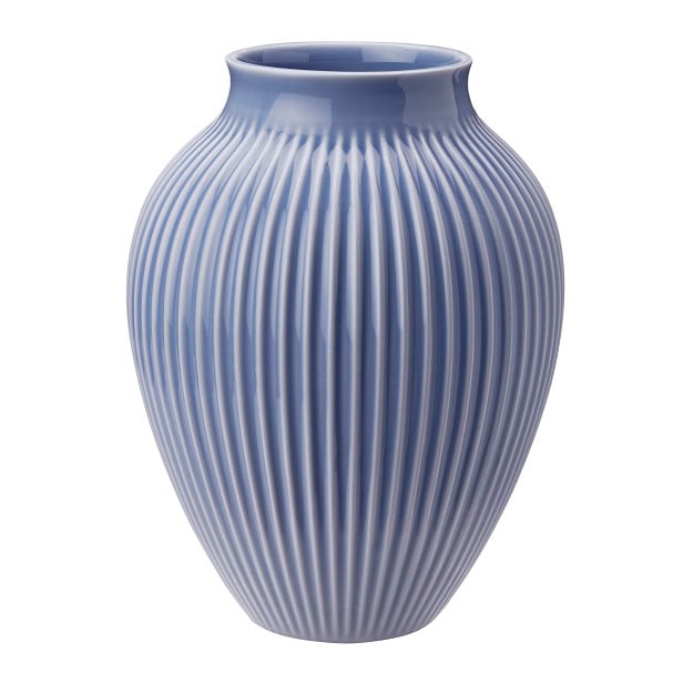 Knabstrup Keramik Knabstrup vase riflet 20 cm Lavendelblå