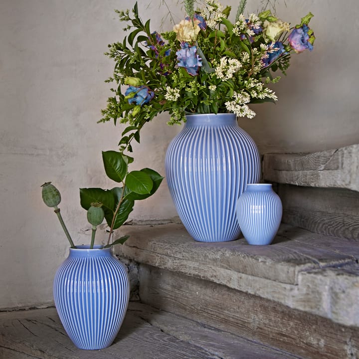 Knabstrup vase riflet 20 cm, Lavendelblå Knabstrup Keramik