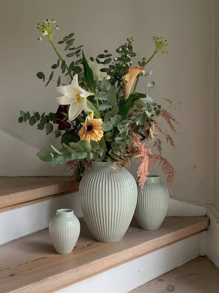 Knabstrup vase riflet 20 cm, Mintgrøn Knabstrup Keramik