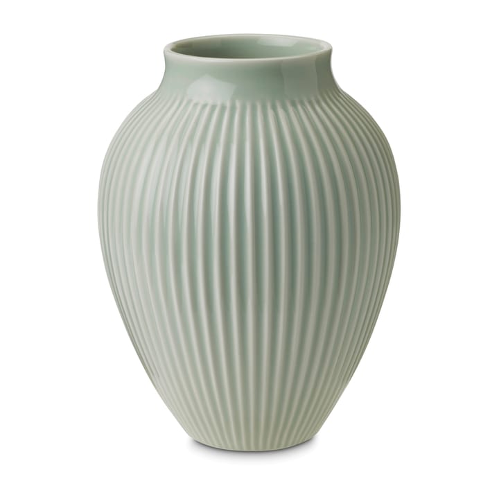 Knabstrup vase riflet 20 cm, Mintgrøn Knabstrup Keramik