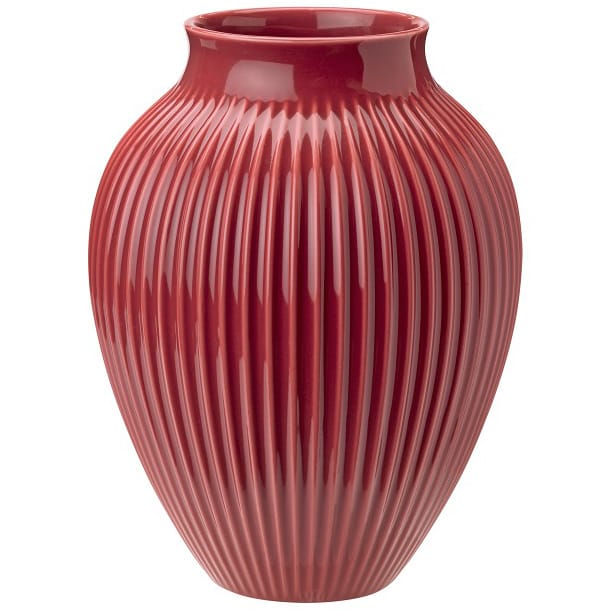 Knabstrup vase riflet 27 cm, Bordeaux Knabstrup Keramik
