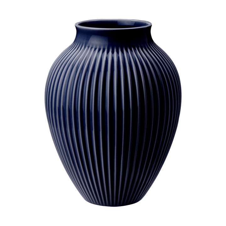Knabstrup vase riflet 27 cm, Dark blue Knabstrup Keramik