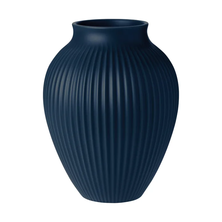 Knabstrup vase riflet 27 cm - Dark blue - Knabstrup Keramik