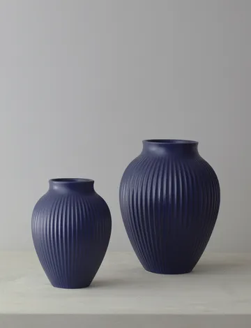 Knabstrup vase riflet 27 cm - Dark blue - Knabstrup Keramik
