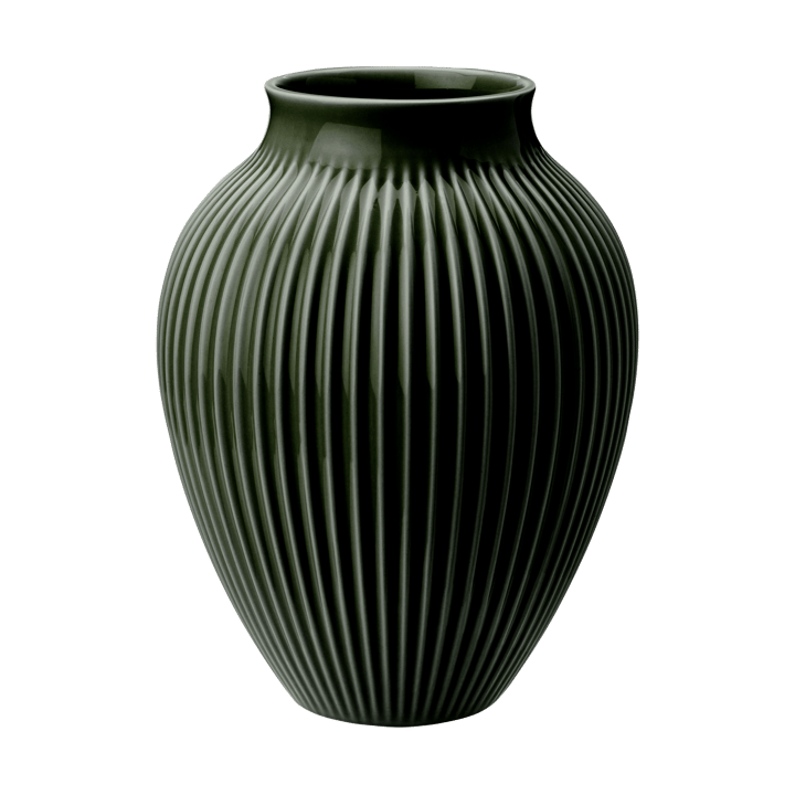 Knabstrup vase riflet 27 cm, Dark green Knabstrup Keramik