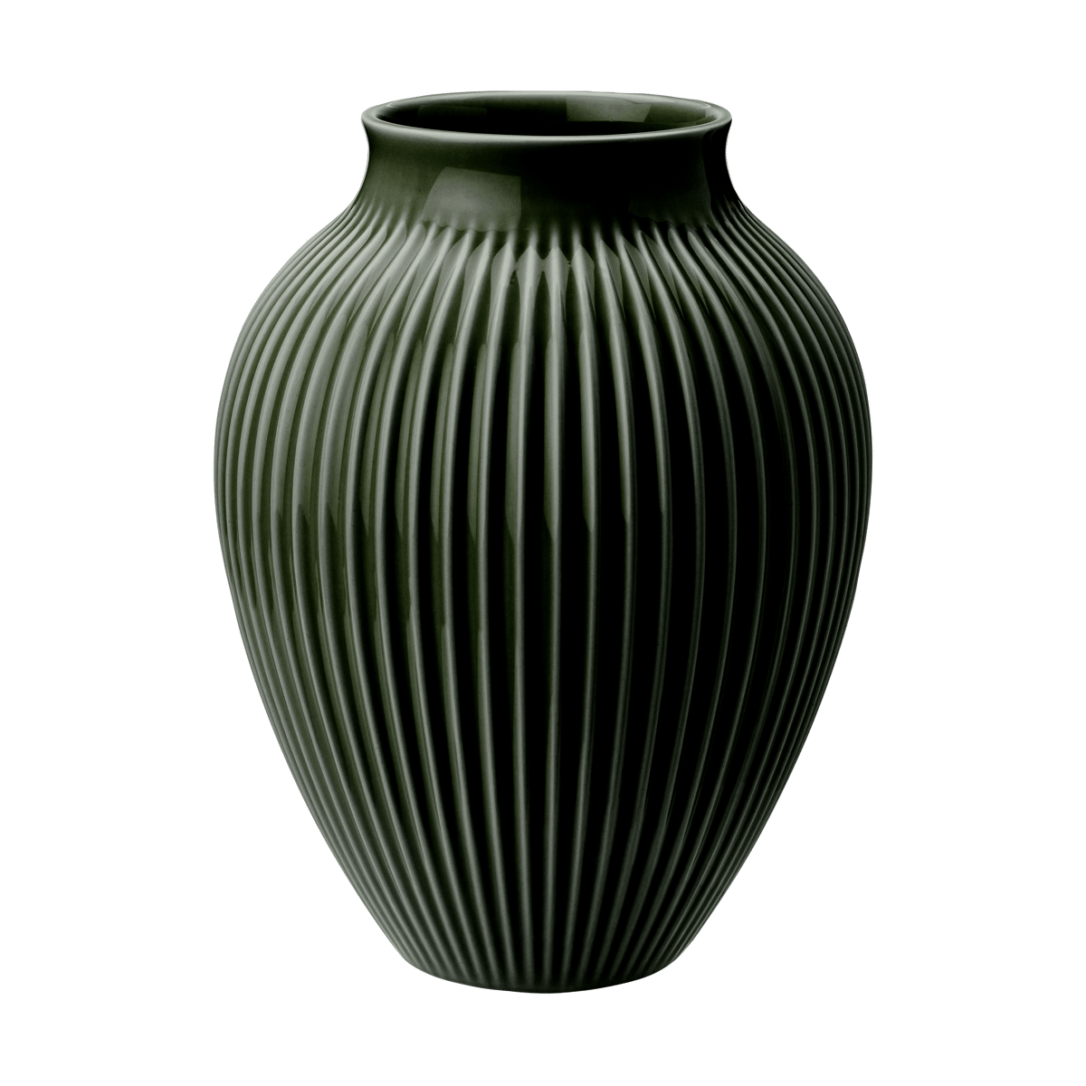 Knabstrup Keramik Knabstrup vase riflet 27 cm Dark green