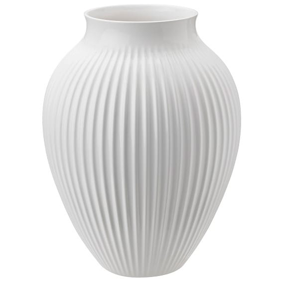 Knabstrup vase riflet 27 cm, Hvid Knabstrup Keramik