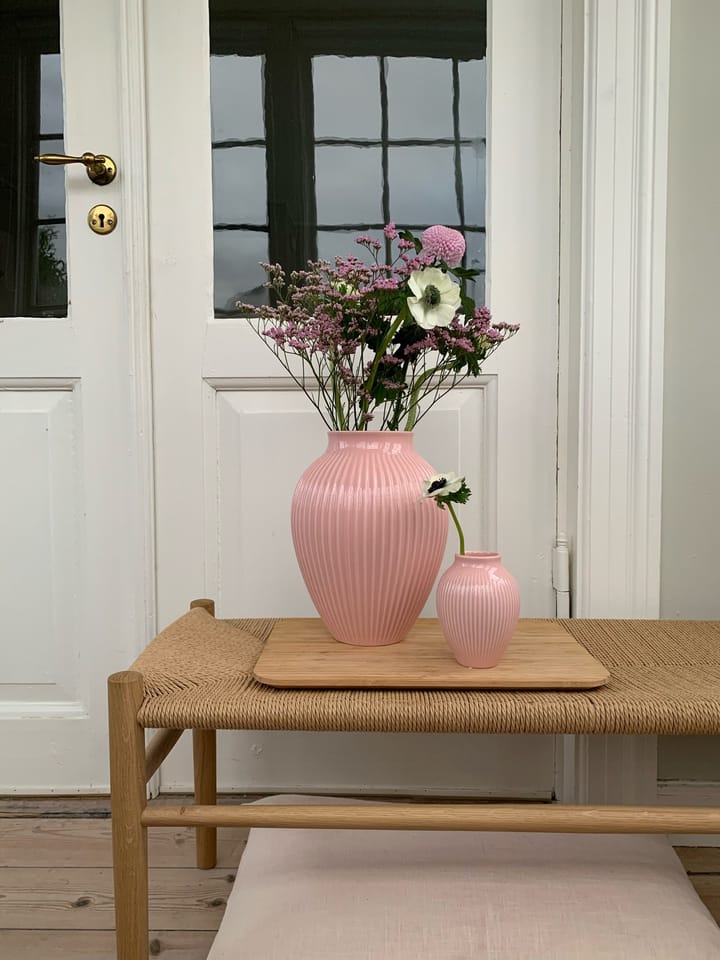 Knabstrup vase riflet 27 cm, Lyserød Knabstrup Keramik