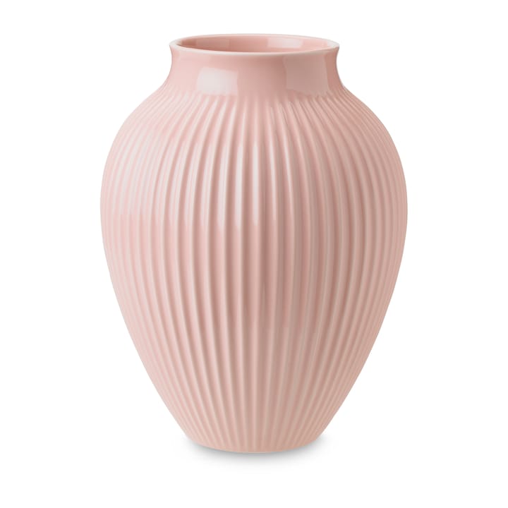 Knabstrup vase riflet 27 cm, Lyserød Knabstrup Keramik