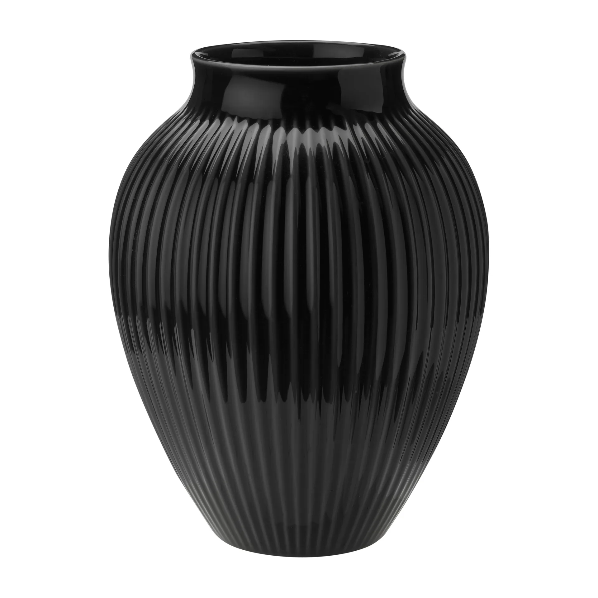 Knabstrup vase riflet 27 cm, Sort Knabstrup Keramik