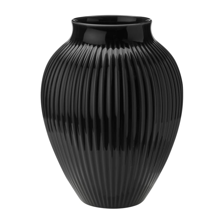 Knabstrup vase riflet 27 cm, Sort Knabstrup Keramik