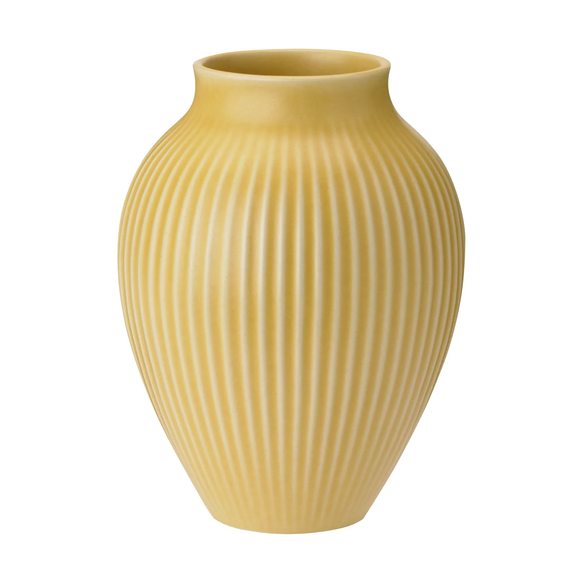 Knabstrup vase riflet 27 cm, Yellow Knabstrup Keramik