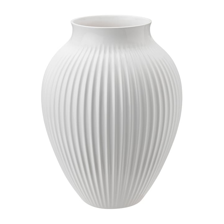 Knabstrup vase rillet 35 cm, Hvid Knabstrup Keramik