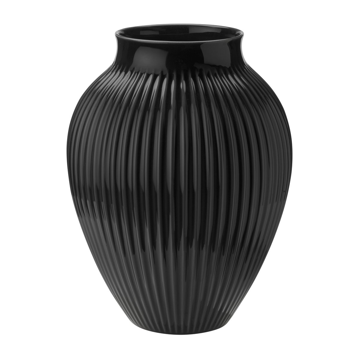 Knabstrup Keramik Knabstrup vase rillet 35 cm Sort