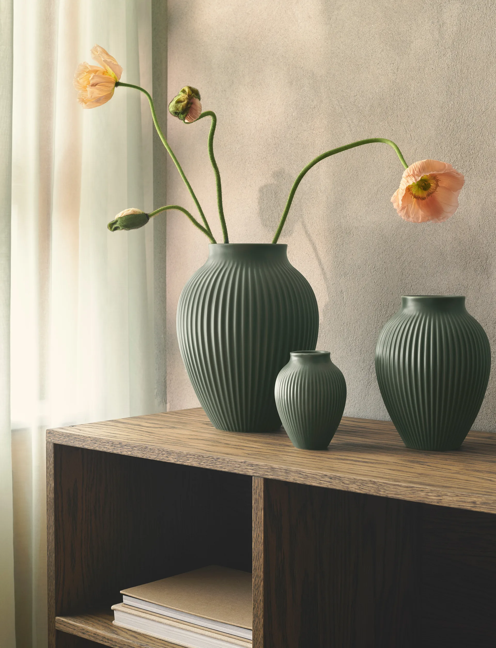 Knabstrup vase ripple mat celadon green, 12,5 cm Knabstrup Keramik