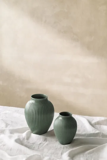 Knabstrup vase ripple mat celadon green - 27 cm - Knabstrup Keramik