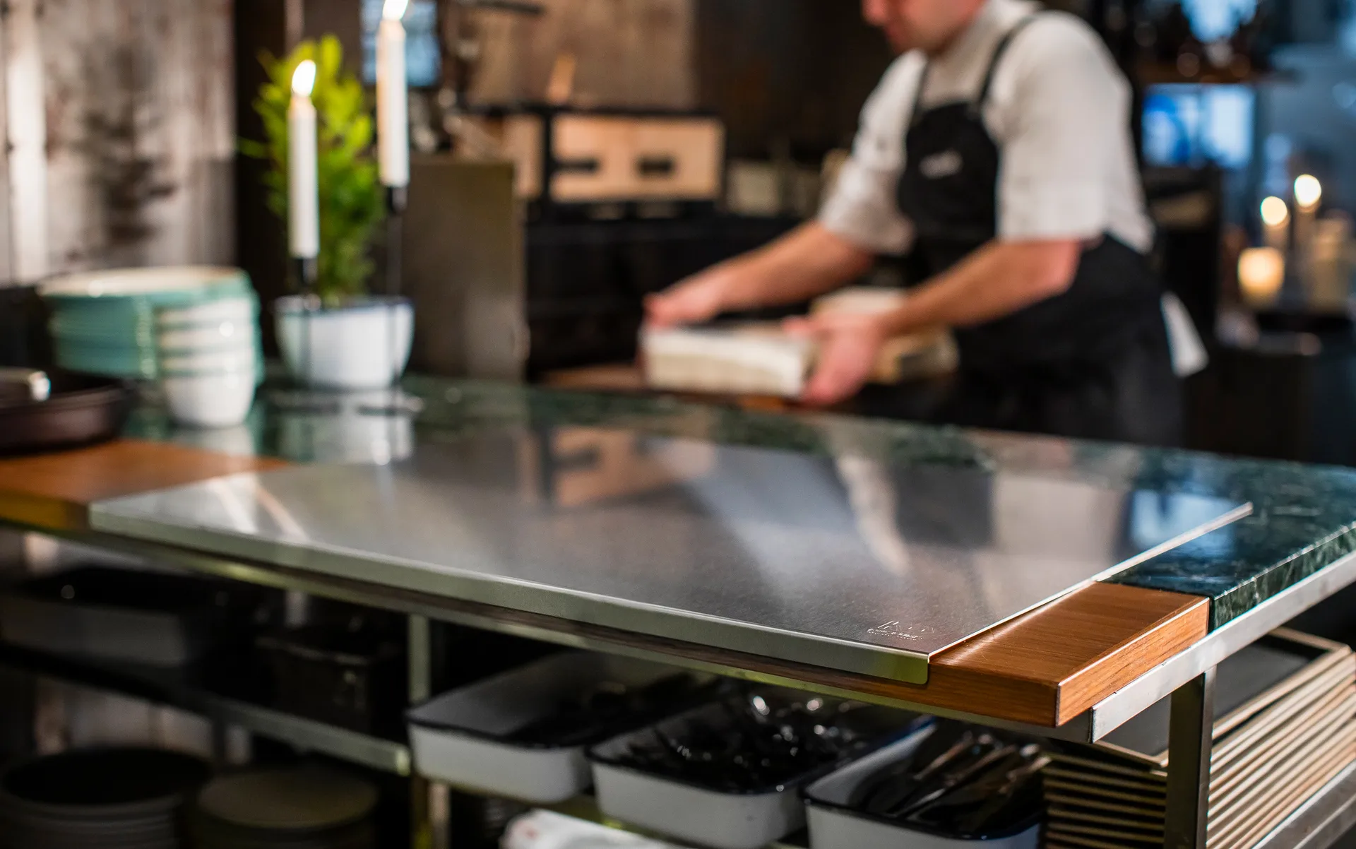 Kockums bagebord rustfrit stål, 80x60 cm Kockums Jernverk