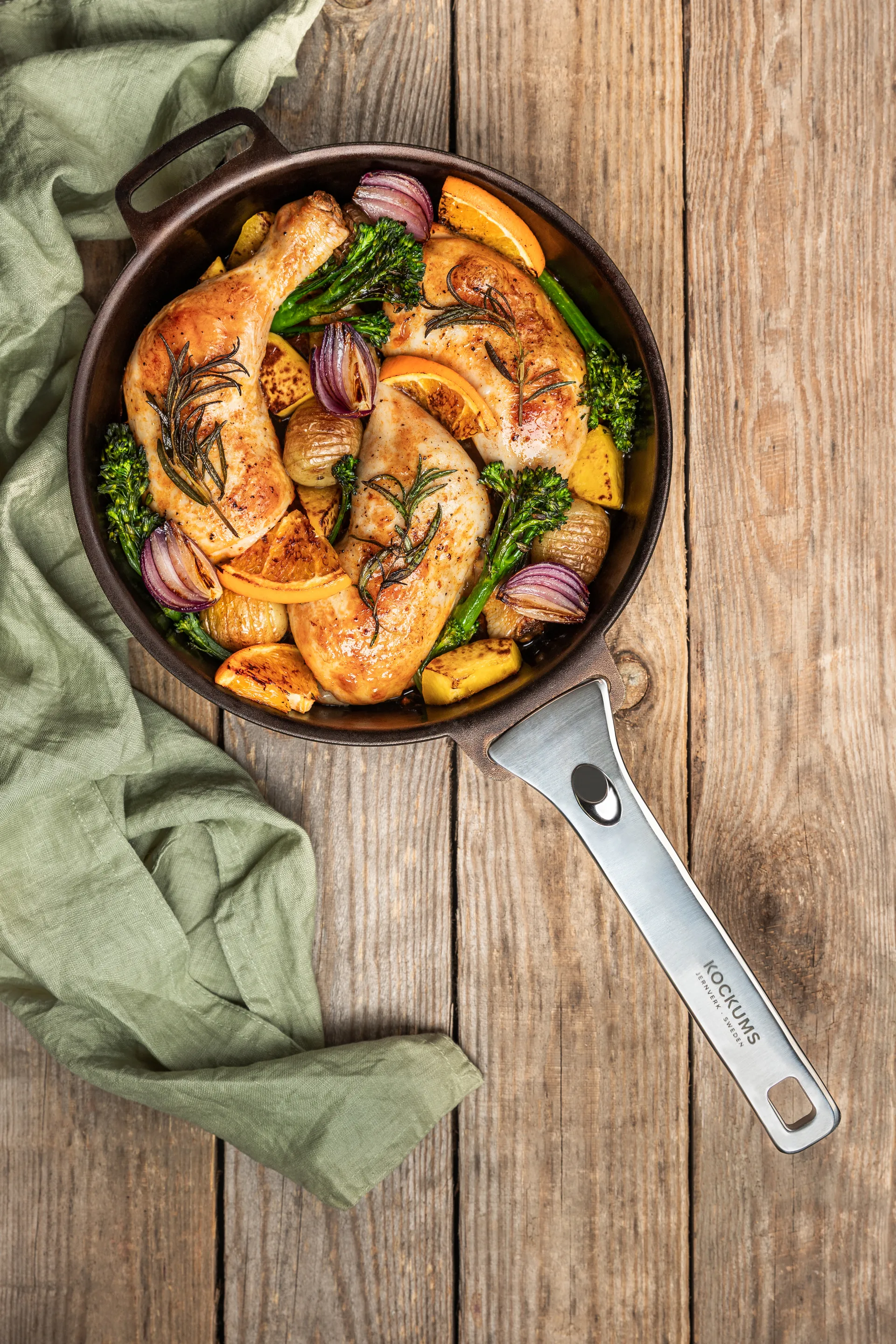 Stegepande med aftageligt håndtag, Ø24 cm Kockums Jernverk