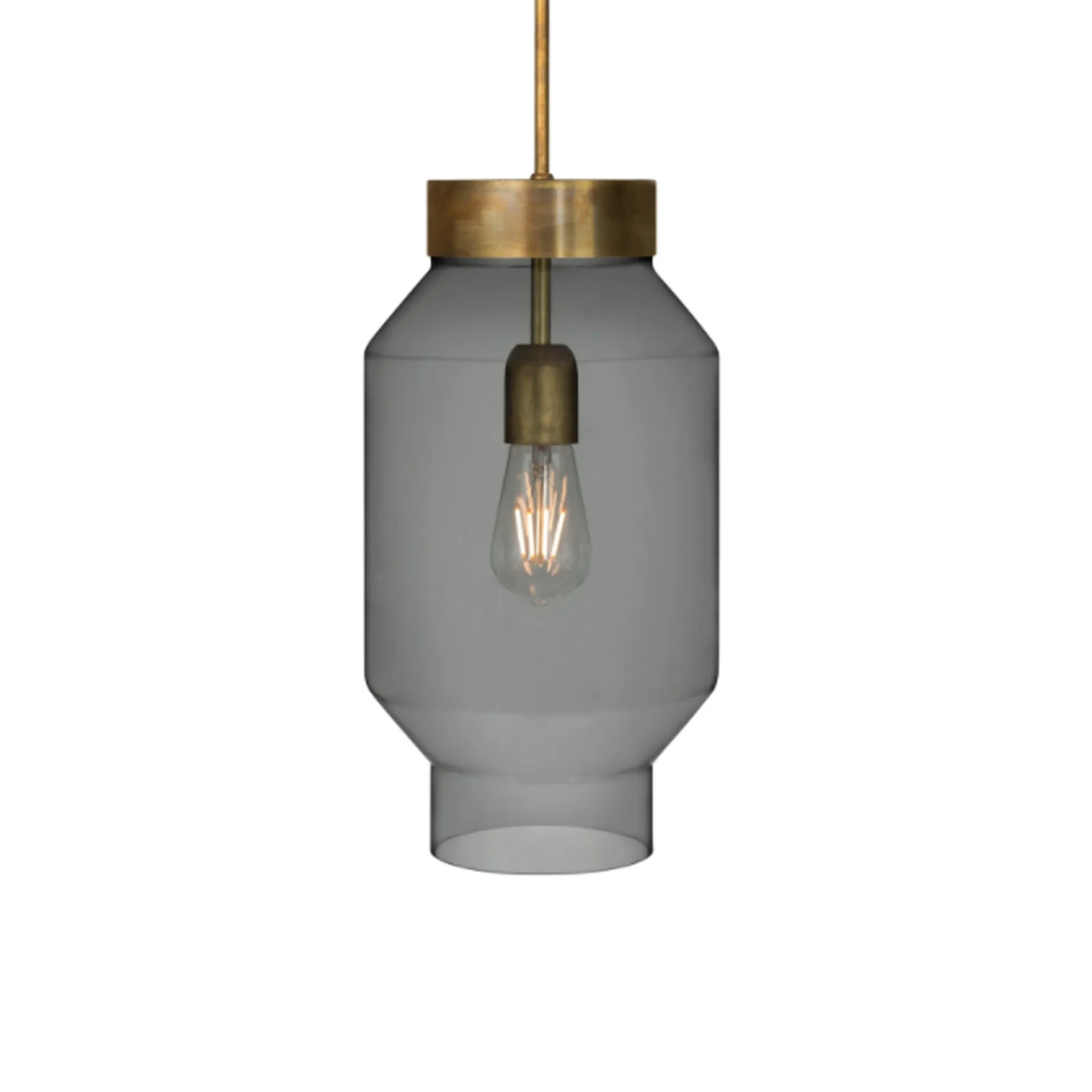 Fenomen pendel, Røgfarvet glas-rå messing-stor Konsthantverk