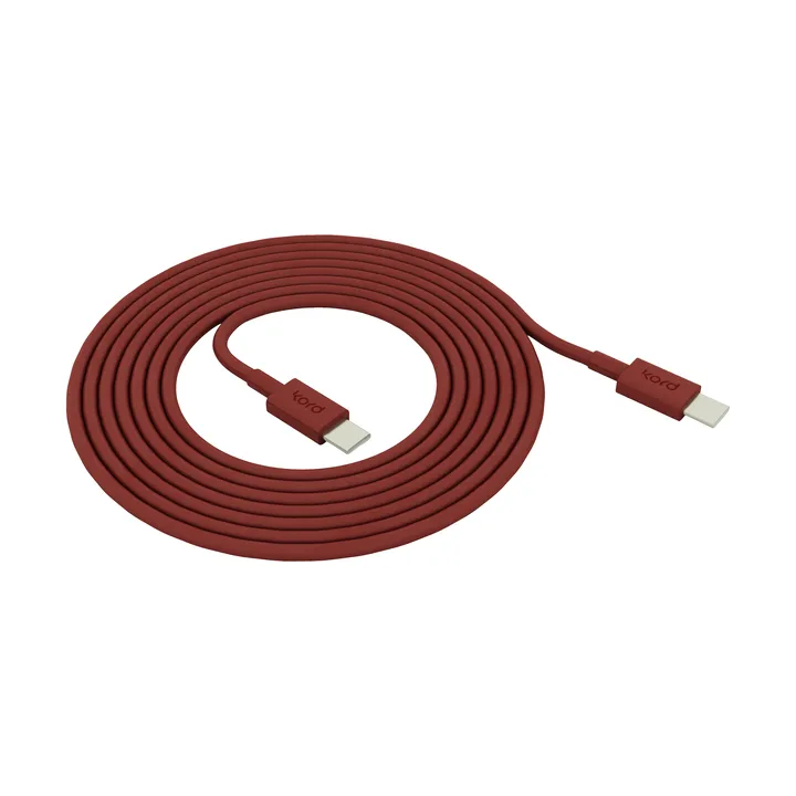 Kord USB-C til USB-C opladningskabel 1,8 m - Fired Brick - Kord