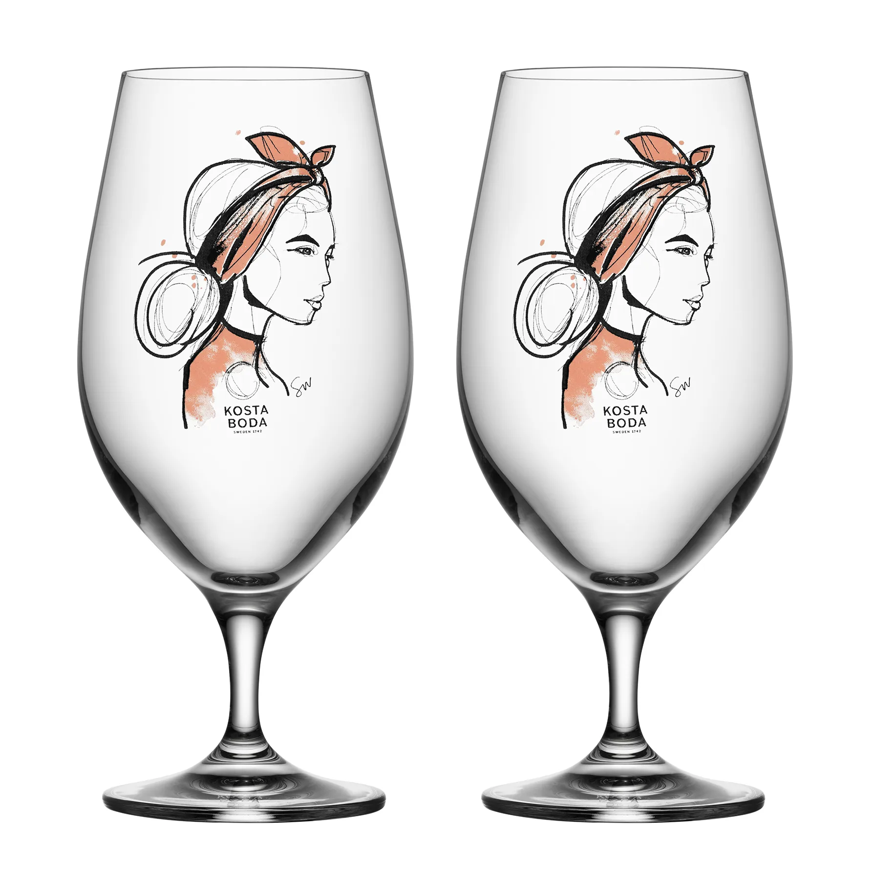 All about you ølglas 40 cl 2-pak, Near you beer (rusty orange) Kosta Boda
