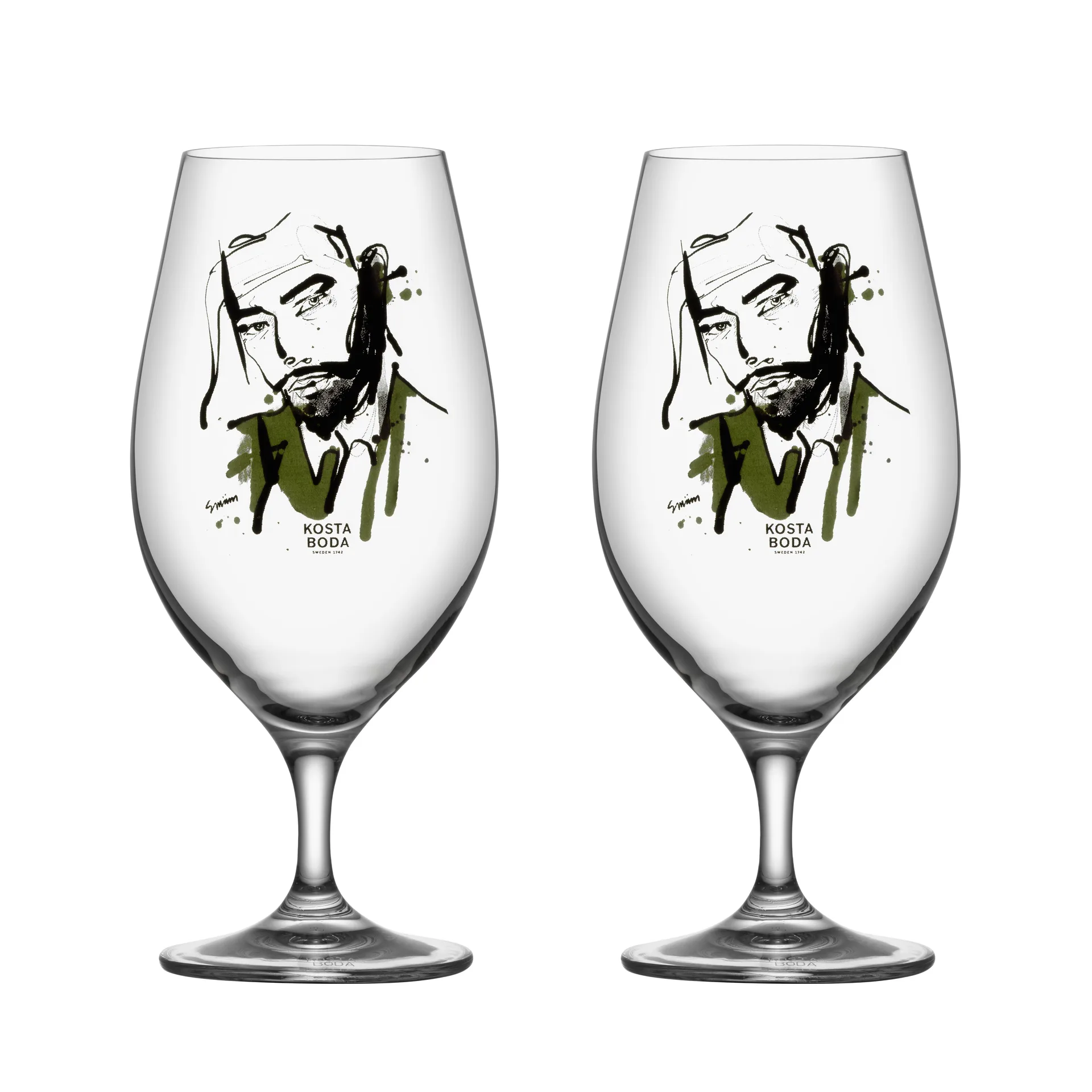 All about you ølglas 40 cl 2-pak, Want him (grøn) Kosta Boda