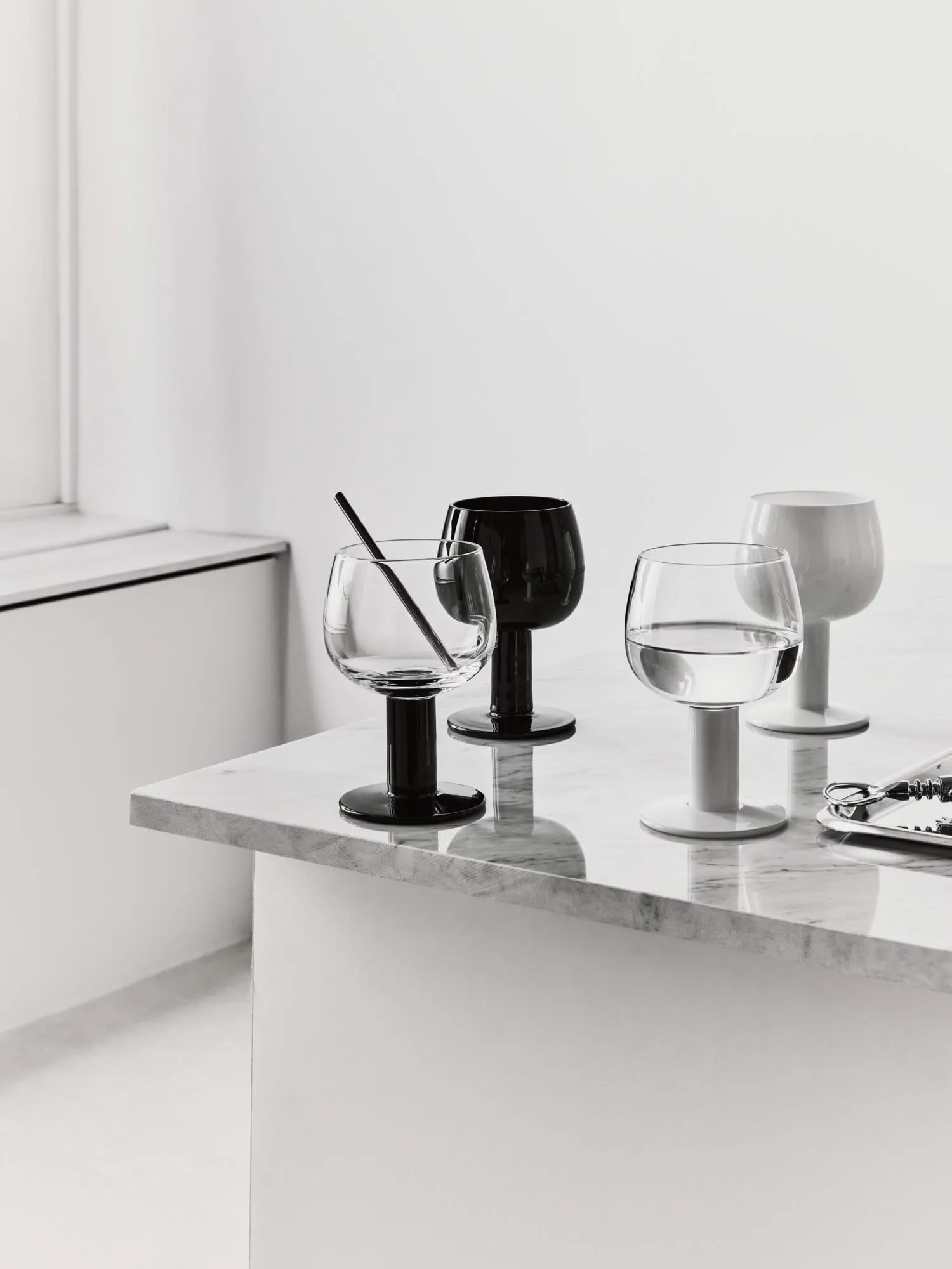 Fars glas, Hvid-sort, 4-pak Kosta Boda