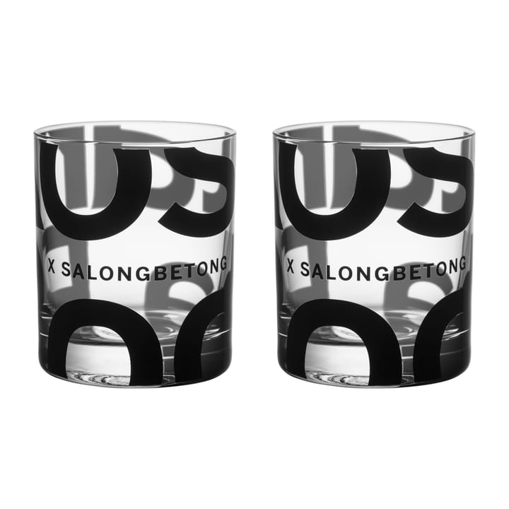 Salong Betong highball glas 35 cl 2-pak, Klart/Sort Kosta Boda