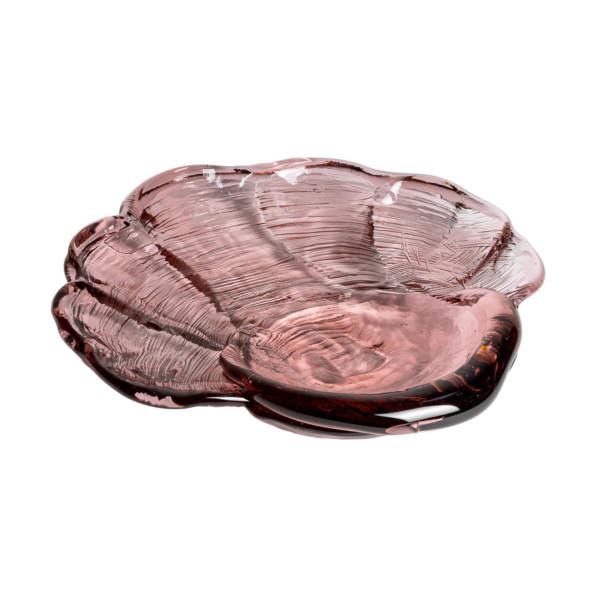Venusmussla kunstglas fad 30x33 cm, Lyserød Kosta Boda