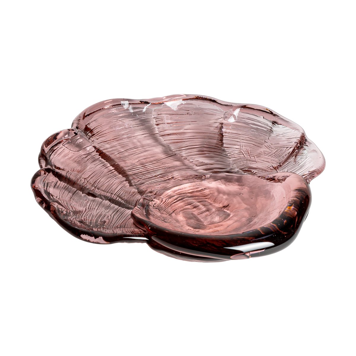 Kosta Boda Venusmussla kunstglas fad 30×33 cm Lyserød