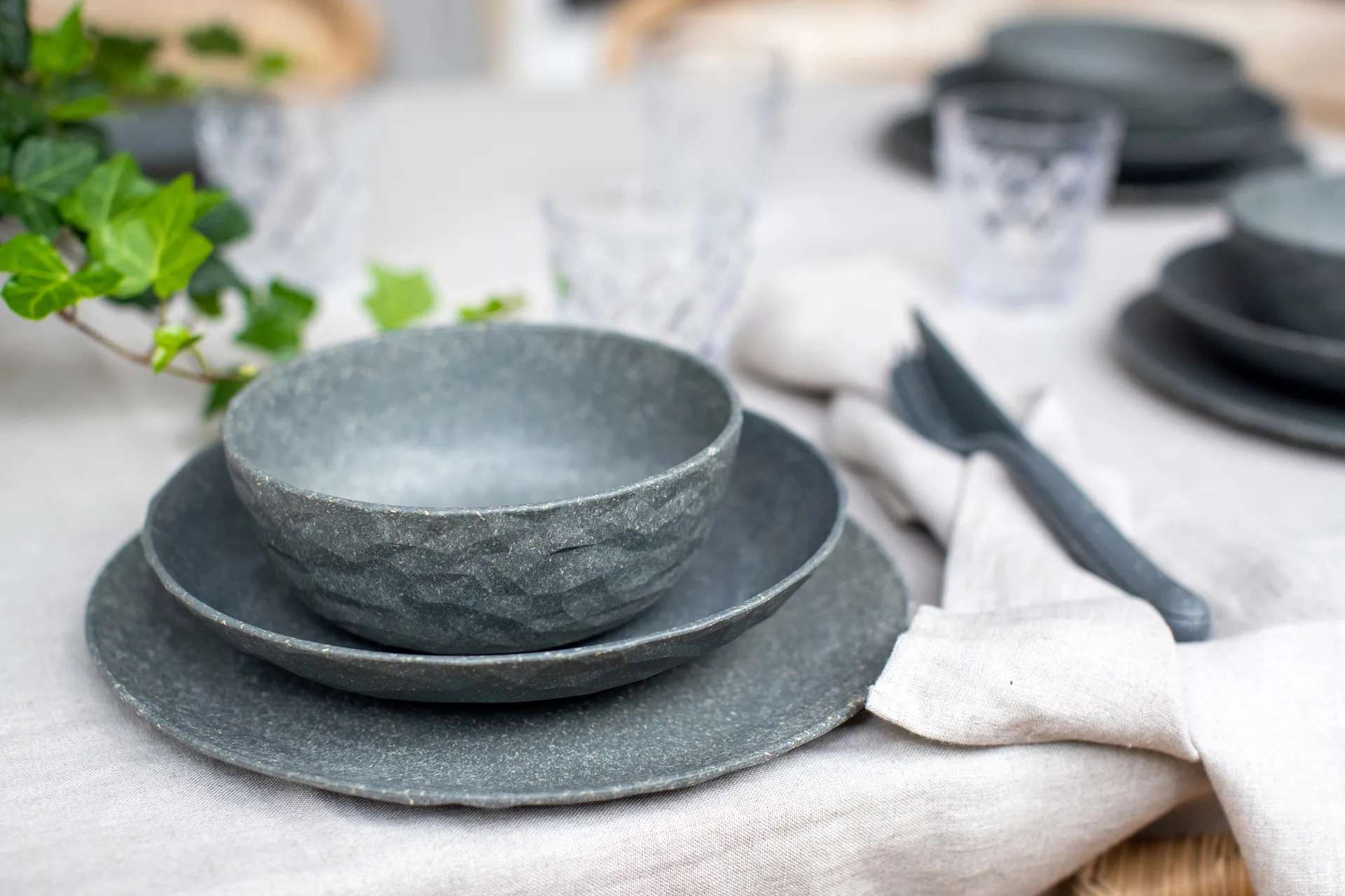 Club dyb tallerken Ø22 cm 4-pak biocirk termoplast, Nature ask grey Koziol