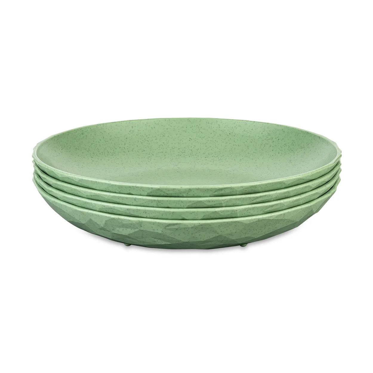 Koziol Club dyb tallerken Ø22 cm 4-pak biocirk termoplast Nature leaf green