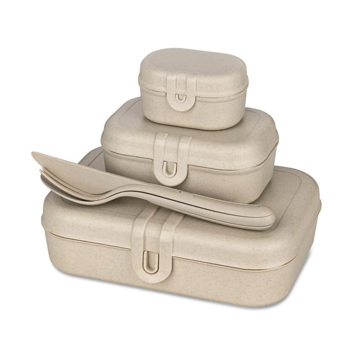 Pascal Ready Set 3x madkasse og bestik, Nature desert sand Koziol