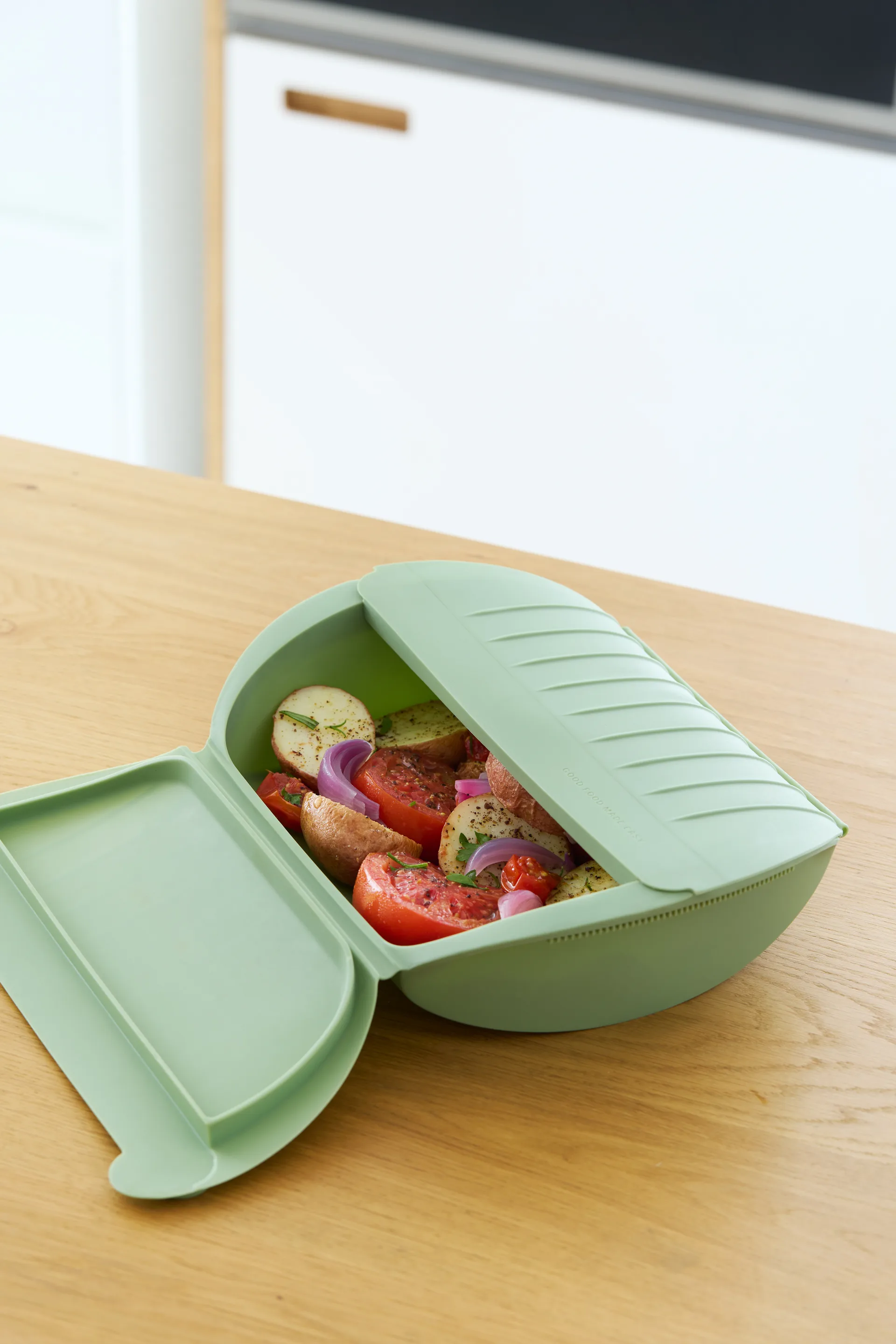 Lékué dampkoger, Grøn, med bakke, 4-pak Lékué