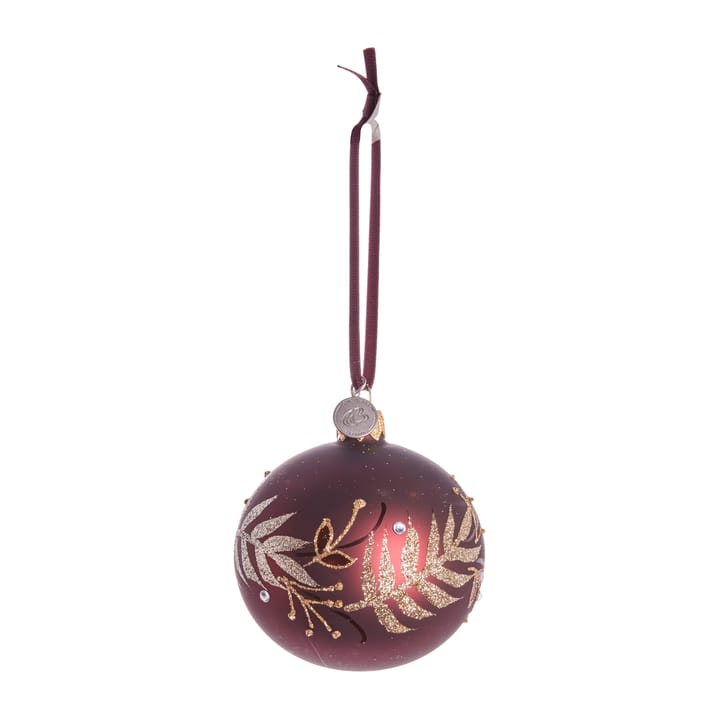 Cadelia julekugle løvtræ Ø8 cm - Pomegranate/Light gold - Lene Bjerre