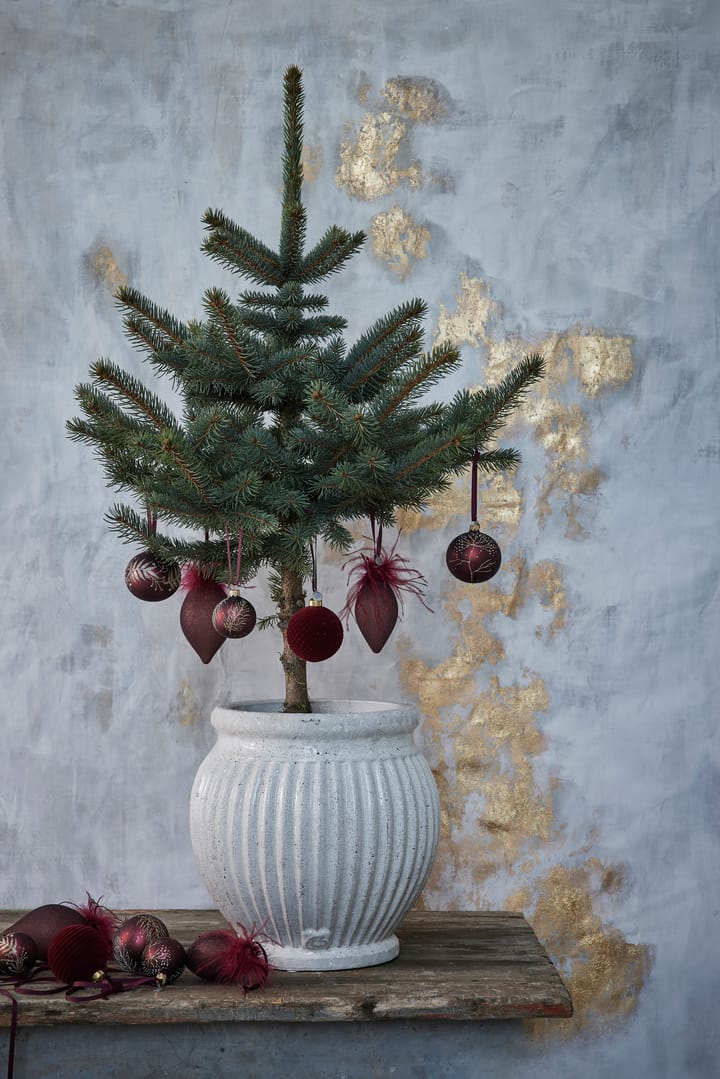 Cadelia julekugle løvtræ Ø8 cm, Pomegranate/Light gold Lene Bjerre