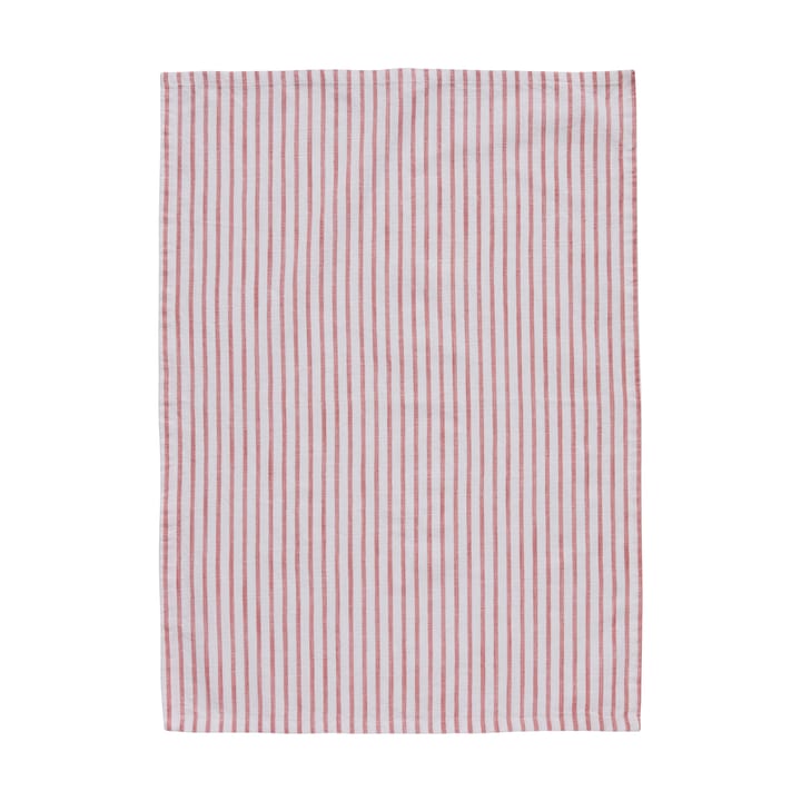 Olivia viskestykke smalle striber 50x70 cm - Off White-Dark Coral - Lene Bjerre