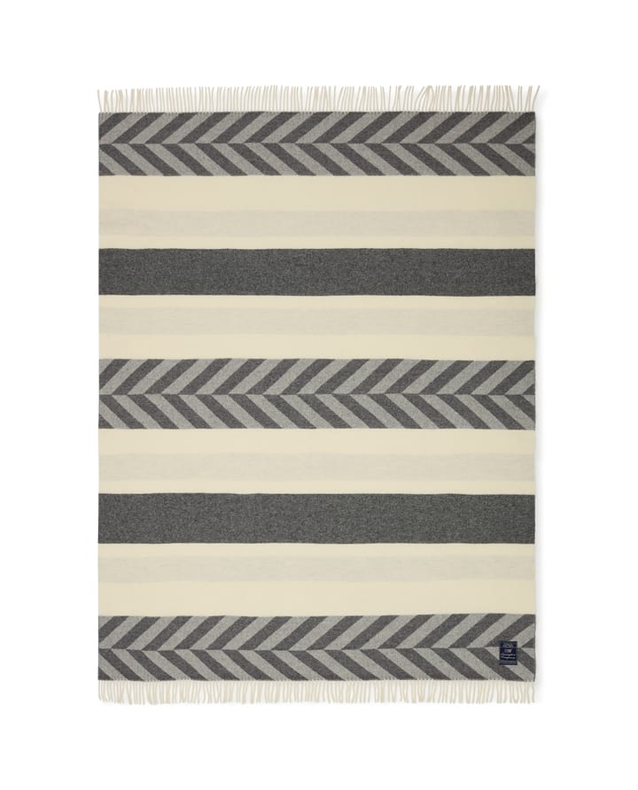Block Striped Recycled Wool plaid 130x170 cm, Gray/Offwhite Lexington