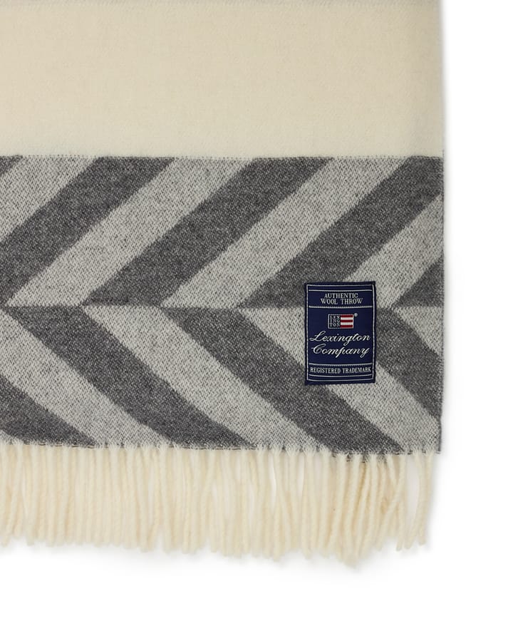 Block Striped Recycled Wool plaid 130x170 cm, Gray/Offwhite Lexington
