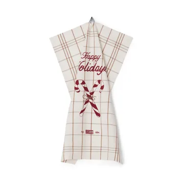 Candy Cane Organic Cotton viskestykke 50x70 cm - White/Beige/Gray - Lexington